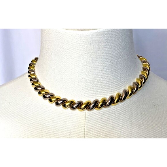 Vintage Italy 925 Sterling Silver Chunky Two-Tone Nugget Link 16” Necklace 49.6g - Picture 2 of 11